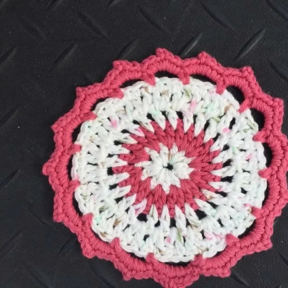 Crochet Handmade Dish Wash Cloths Pot Trivet Lot of Five (5) Cotton Poly Blend
